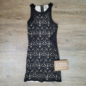 Angel Biba Dress Black Cocktail Lace Sleeveless Round Neck Bodycon Womens Size 6
